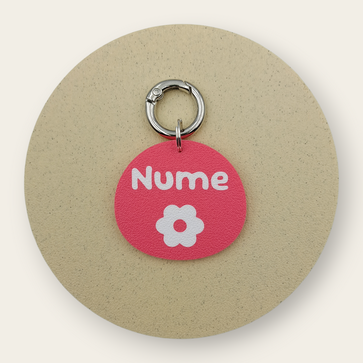 Medalion personalizat ediție de primăvară cu margareta, roz, printat 3D din PLA - Ubba.