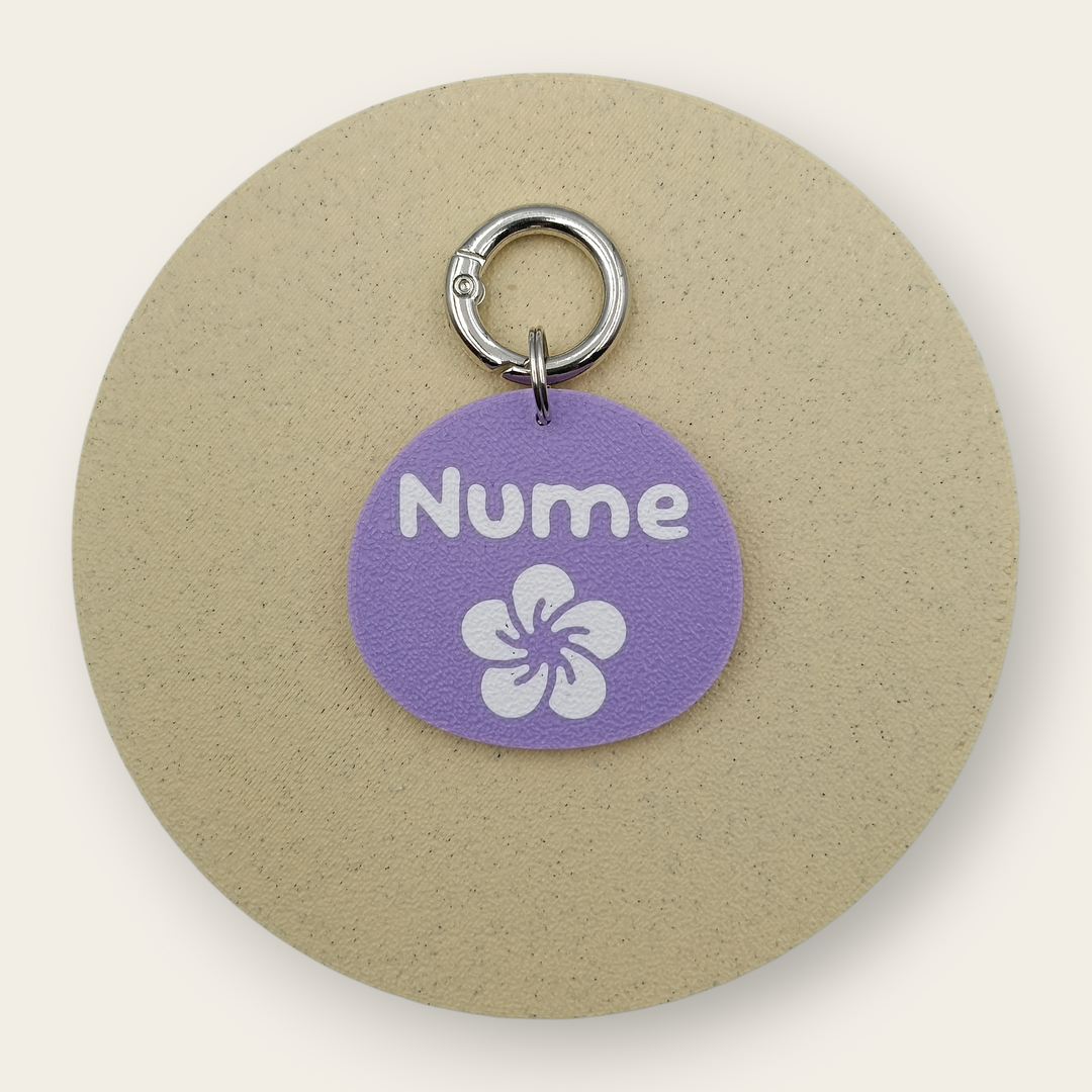 Medalion personalizat ediție de primăvară cu sakura, mov lavandă, printat 3D din PLA - Ubba.